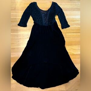 Free People Lonesome Dove Anthropologie Hi Low Black Lace Dress 6 - No Underslip
